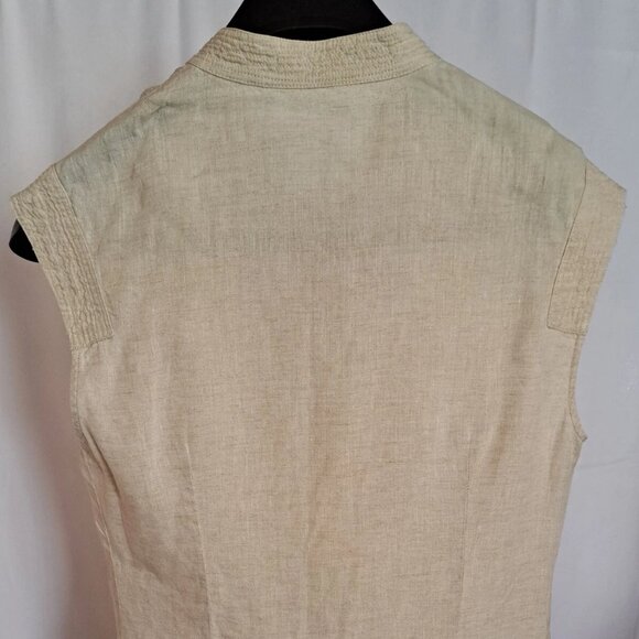 PART TWO DENMARK 100% LINEN SHIRT CROP TOP vest Sz S or 34 EU SNAP BUTTONS BEIGE - Picture 8 of 10